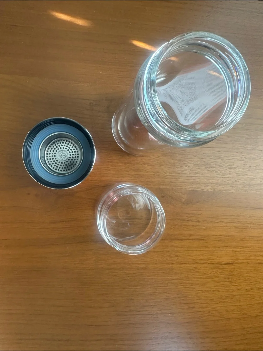 Double-Walled Glass Brew Bottle with Rose Gold Band